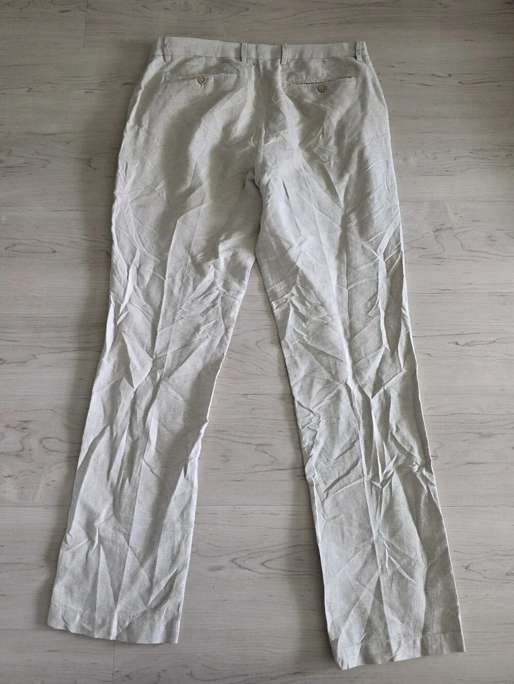 Banana Republic Kentfield Linen Blend Pants 33x32 Ivory Straight Leg Laggenlook